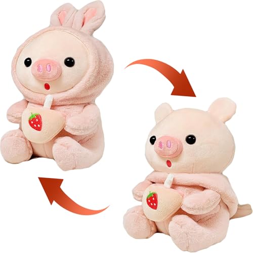 Nyutcwe Schwein gefülltes Tier 9.8 '' süßes Ferkel Stofftier Trinken Milch Tee Weiches Schweinplüschspielzeug mit abnehmbaren Kaninchenkleidung für Kinderliebhaber Nyutcwe Schwein gefülltes Tier 9.8 '' süßes Ferkel Stofftier Trinken Milch Tee Weiches Schweinplüschspielzeug mit abnehmbaren Kaninchenkleidung für Kinderliebhaber von Nyutcwe