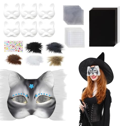 Nyutcwe Therian Mask Kit Realistic Blank halb Gesichtskatze Maske mit Filzblech, Plüsch -Kunstpelzen und Augennetz dekoratives Tierkostüm für Maskerade, Cosplay -Party, Grau Nyutcwe Therian Mask Kit Realistic Blank halb Gesichtskatze Maske mit Filzblech, Plüsch -Kunstpelzen und Augennetz dekoratives Tierkostüm für Maskerade, Cosplay -Party, Grau von Nyutcwe