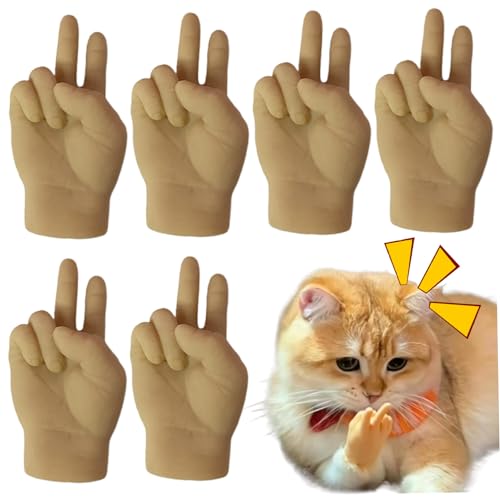 Nyutcwe Winzige Hände für Katzen 6pcs realistisches V-Sign Mini Hände dehnbares kleines Silikon Lustigem interaktives kleines Streicheln für Streichel Nyutcwe Winzige Hände für Katzen 6pcs realistisches V-Sign Mini Hände dehnbares kleines Silikon Lustigem interaktives kleines Streicheln für Streichel von Nyutcwe