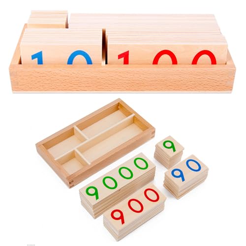 Nyutcwe Zahlenkarten 1-9000 Holzzahlenkarten mit Box kleine Blöcke Spielzeug pädagogischer Zählspielzeug für Kinder Grundlegende Mathematikspiele Vorschule Lernen von Nyutcwe