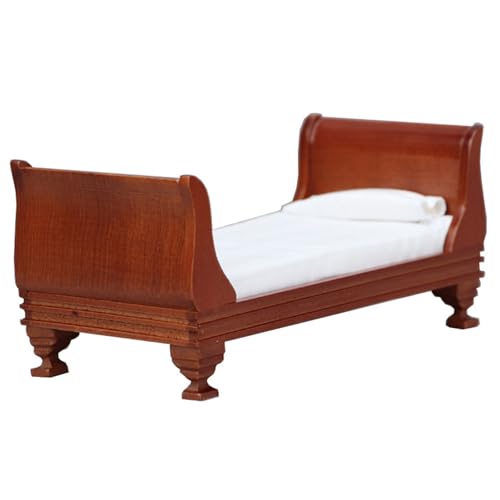 Puppenhausbett, 1:12 Skala Vintage Single Doll Bett, 6x3x3 Zoll Holzpuppenhausmöbel, DIY -freundliche Kaffee -Farb -Miniaturen für Szene Puppenhausbett, 1:12 Skala Vintage Single Doll Bett, 6x3x3 Zoll Holzpuppenhausmöbel, DIY -freundliche Kaffee -Farb -Miniaturen für Szene von Nyutcwe