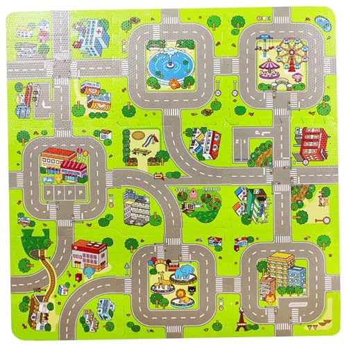 Puzzlematte, 9 Fliesen 12x12 Schaum ineinandergreifende Bodenmatten, Straßenverkehrsspielmatte für Kinder pädagogische Schaumstoffspielpolster für Räder Teppich oder Spielzeugautos Puzzle Puzzlematte, 9 Fliesen 12x12 Schaum ineinandergreifende Bodenmatten, Straßenverkehrsspielmatte für Kinder pädagogische Schaumstoffspielpolster für Räder Teppich oder Spielzeugautos Puzzle von Nyutcwe