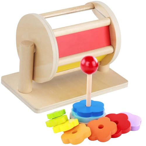 Spinnentrommel mit Stapelringen Holz Regenbogen Baby Sensorisches Spielzeug Entwicklungspädagogik Baby Safe Kleinkindspielzeug Geburtstagsgeschenk von Nyutcwe