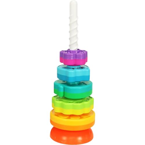 Spinning Fidget Toy, farbenfrohe Plastik -Spin -Spielzeug mit Basis 5 Regenbogenringstapler Angst Stress Relief Spin -Spielzeug sensorische Bildungsdekompression für Kinder Erwachsene von Nyutcwe