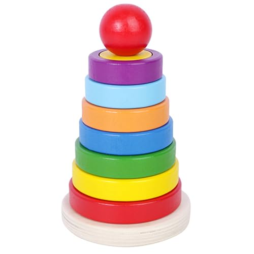Spinning Stapler Spielzeug 4 x 6 Zoll Holz Regenbogen Stacker Geometrische runde Baby -Stapelringe Lernen Spinnenspielzeug sicheres Puzzle -Versammlung Spielzeug für Mädchen & Jungen von Nyutcwe