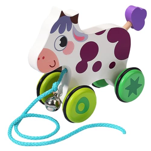 Ziehen Sie Spielzeug für Kleinkinder 1-3, Holzbabyspielzeug, süße Kuhform Baby ziehen Spielzeug mit Glocken, bidirektionales Holzkind für 1-3 Ziehen Sie Spielzeug für Kleinkinder 1-3, Holzbabyspielzeug, süße Kuhform Baby ziehen Spielzeug mit Glocken, bidirektionales Holzkind für 1-3 von Nyutcwe