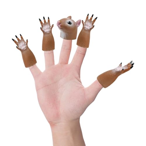 1 Satz Eichhörnchen-Fingerpuppen-Spielzeug, Tier-Handpuppen, Eichhörnchen-Fingerpuppen, Mini-Neuheitsspielzeug, Niedliche Fingerpuppen-Requisiten, Kinder-Fingerspielzeug von NyxSeat