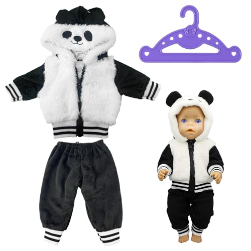 1 süßes Panda-Puppenkleidungsset und 1 Kleiderbügel, stilvolles Puppenkleidungsset für 18-Zoll-Puppen, langlebiges Puppenzubehör von NyxSeat