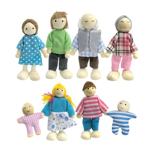8-teiliges Holzfiguren-Set, Puppenhaus-Zubehör, Kinderspielzeug-Zubehör, Mini-Puppen-Set für Spielzimmer oder Sammlungsausstellung von PGONA
