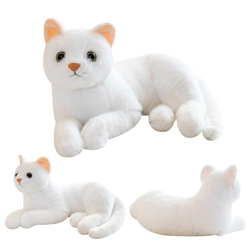 Simulations Katzen Puppe 30cm ，Plüsch Katze， Plüsch Puppen Kuschelig Niedlich Begleiter, Weiß von Nzoike