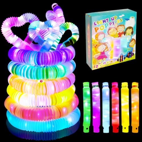 12 Stück Pop Tubes, Fidget Toys Knicklichter, 2024 LED Pop Tubes, Buntes LED Stretchrohr, Leuchtende Armbänder Party Set Mitgebsel Kinder geburtstag Karneval Geschenke Neujahrs Festival Zubehör 12 Stück Pop Tubes, Fidget Toys Knicklichter, 2024 LED Pop Tubes, Buntes LED Stretchrohr, Leuchtende Armbänder Party Set Mitgebsel Kinder geburtstag Karneval Geschenke Neujahrs Festival Zubehör von O-Kinee