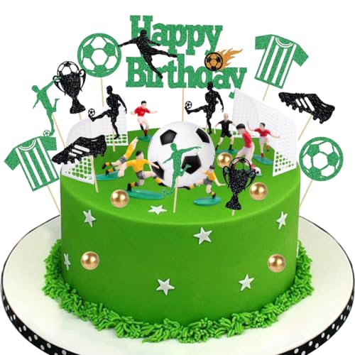 23 Stück Tortendeko Fussball, Fußball Kuchen Deko, Fussball Cake Topper, Fußball Torte Topper, Fußball Spieler Tortenaufleger Deko für Männer Junge Kinder Fußball Sport Thema Party Geburtstag von O-Kinee