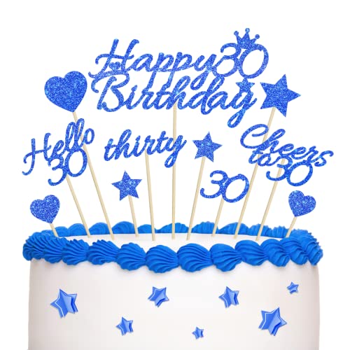 30. Geburtstag Cake Topper, Glitze Happy 30th Birthday Kuchendeko, Hello 30th Geburtstag Kuchen Topper, 30 Geburtstag Tortendeko, Geburtstagsdeko für 30. Geburtstag Männer Frauen von O-Kinee