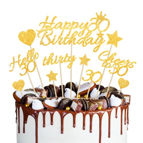 Tortendeko 30 Geburtstag, Kuchendeko 30. Geburtstag Gold, Glitze Happy Birthday Cake Topper, Hello 30th Geburtstag Kuchen Deko, Geburtstagsdeko für 30. Geburtstag Frau Männer Tortendeko 30 Geburtstag, Kuchendeko 30. Geburtstag Gold, Glitze Happy Birthday Cake Topper, Hello 30th Geburtstag Kuchen Deko, Geburtstagsdeko für 30. Geburtstag Frau Männer von O-Kinee