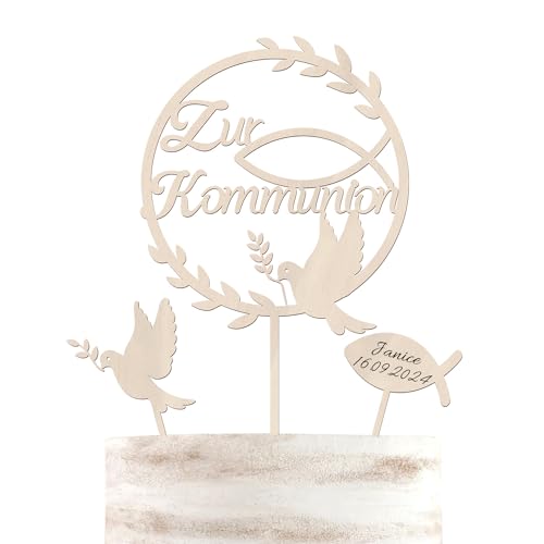 Cake Topper Kommunion, Holz Torten Topper Kommunion, Tortendeko Konfirmation, Erstkommunion Kuchen Dekoration für Junge Mädchen Cake Topper Kommunion, Holz Torten Topper Kommunion, Tortendeko Konfirmation, Erstkommunion Kuchen Dekoration für Junge Mädchen von O-Kinee