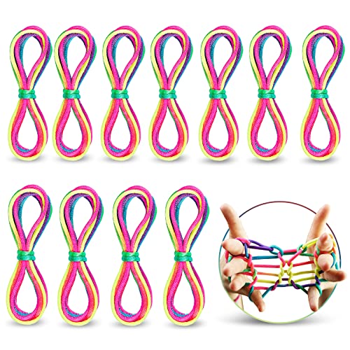 12pcs Finger Twist Fadenspiel Rainbow Rope Fingertwist Regenbogen Fadenspiel Fingerspiel,Regenbogen Schnur Finger kleines Geschenk von O-Kinee