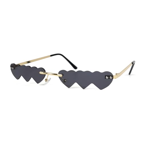 Herzförmige Sonnenbrille, Retro Sonnenbrille in Herzform, lustige Sonnenbrille, Sonnenbrillen Dekoration für Hippie Party, ideal für Partys und Fotos（Grau） von O-Kinee