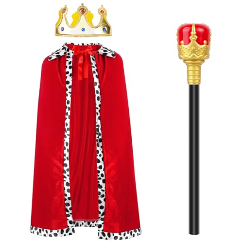 O-Kinee 3 Stück König Kostüm Erwachsene,Krone König Herren,Königin Umhang,Königsmantel Herren,Königs-Zepter,Karneval Kostüme Damen,für Halloween,Weihnachten,Fasching,Mottoparty O-Kinee 3 Stück König Kostüm Erwachsene,Krone König Herren,Königin Umhang,Königsmantel Herren,Königs-Zepter,Karneval Kostüme Damen,für Halloween,Weihnachten,Fasching,Mottoparty von O-Kinee