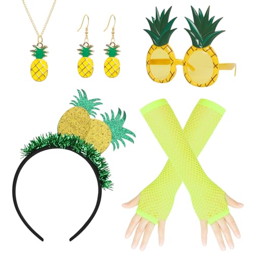 O-Kinee Ananas Kostüm Damen,Haarreif Ananas,Ananas Deko,Hawaii Outfit Damen Haarschmuck,Lustige Brille Handschuhe Halskette Ohrringe,Kostüm Accessoire für Mottoparty Karneval Fasching O-Kinee Ananas Kostüm Damen,Haarreif Ananas,Ananas Deko,Hawaii Outfit Damen Haarschmuck,Lustige Brille Handschuhe Halskette Ohrringe,Kostüm Accessoire für Mottoparty Karneval Fasching von O-Kinee