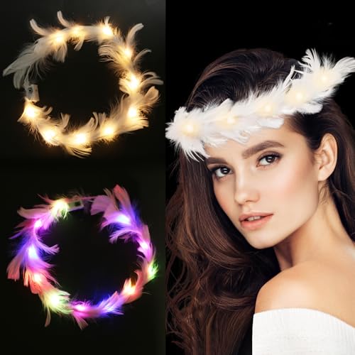 O-Kinee Feder Stirnband LED,2 Stück Leuchtender Federkranz Haarreif,LED Haarschmuck Haar-Accessoires für Frauen Geburtstag,Festivals,Fasching,Hochzeit,Party Dekor O-Kinee Feder Stirnband LED,2 Stück Leuchtender Federkranz Haarreif,LED Haarschmuck Haar-Accessoires für Frauen Geburtstag,Festivals,Fasching,Hochzeit,Party Dekor von O-Kinee
