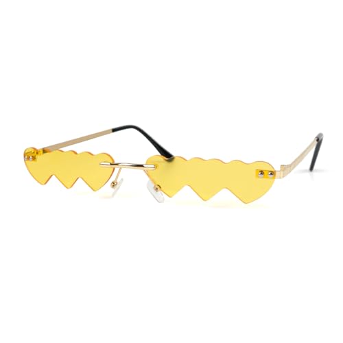 Herzförmige Sonnenbrille, Retro Sonnenbrille in Herzform, lustige Sonnenbrille, Sonnenbrillen Dekoration für Hippie Party, ideal für Partys und Fotos（Gelb） von O-Kinee