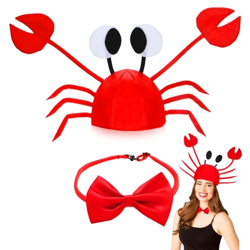 Krabben Mütze Verstellbar, Einzigartige Lustiger Hut, Krabben Hut mit Roter Fliege, Partyhut Lustige Hüte für Kinder Damen Herren, Kopfbedeckung für Karneval Cosplay Halloween Party Kostüm Zubehör Krabben Mütze Verstellbar, Einzigartige Lustiger Hut, Krabben Hut mit Roter Fliege, Partyhut Lustige Hüte für Kinder Damen Herren, Kopfbedeckung für Karneval Cosplay Halloween Party Kostüm Zubehör von O-Kinee
