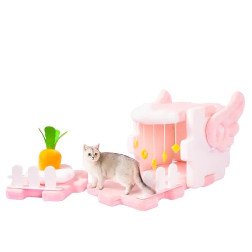 SUPWOW Haustierhaus für Katze & Welpe Haustiermatte DIY Bausteine Kätzchen Haus Haustier Spielzeug von O-WareBaby