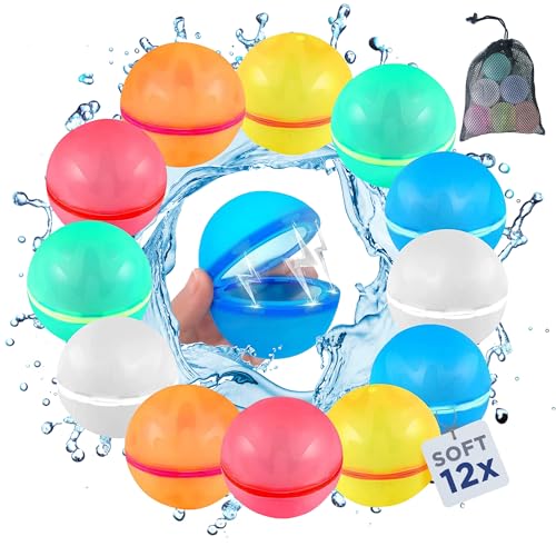 12 Wasserbomben wiederverwendbar, coole Wasserspielzeuge für Outdoor-Spaß, Pool- und Strandtage, Wasserballons für Kinder und Erwachsene, selbstschließende Splash Balls als Sommer Gadget 12 Wasserbomben wiederverwendbar, coole Wasserspielzeuge für Outdoor-Spaß, Pool- und Strandtage, Wasserballons für Kinder und Erwachsene, selbstschließende Splash Balls als Sommer Gadget von O³