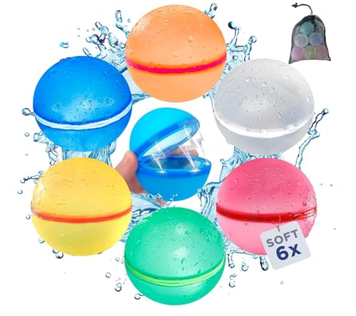 O³ 6 Wasserbomben wiederverwendbar, coole Wasserspielzeuge für Outdoor-Spaß, Pool- und Strandtage, Wasserballons für Kinder und Erwachsene, selbstschließende Splash Balls als Sommer Gadget O³ 6 Wasserbomben wiederverwendbar, coole Wasserspielzeuge für Outdoor-Spaß, Pool- und Strandtage, Wasserballons für Kinder und Erwachsene, selbstschließende Splash Balls als Sommer Gadget von O³