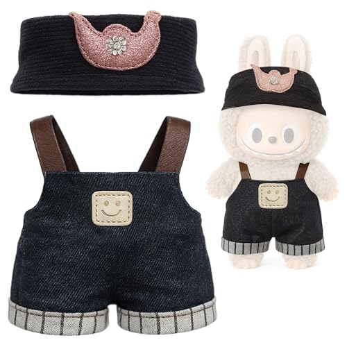O³ Puppenkleidung für 17cm Puppe - Passend für Labubu - Kleidung Set mit Outfit und Zubehör - Geschenk für Kinder und Puppenmamas (Black) von O³