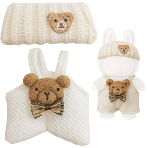 O³ Puppenkleidung für 17cm Puppe - Passend für Labubu - Kleidung Set mit Outfit und Zubehör - Geschenk für Kinder und Puppenmamas (White) von O³