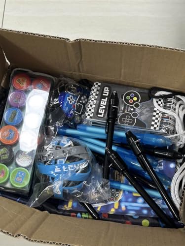 OAIDSONL Videospiel Party Mitgebsel Jungen Kindergeburstag Geschenk Tasche Videospiel Controller Schlüsselanhänger Silikonarmbänder Tattoo Stempel Video Gamer Spiel Gastgeschenke für Kinder Jungen von OAIDSONL