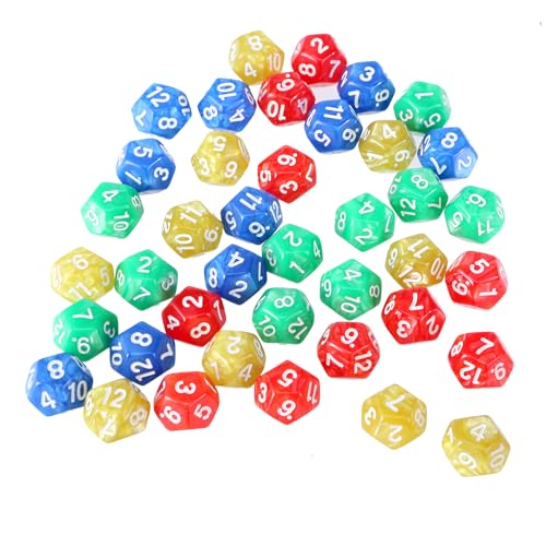 40pieces Dices Set 18 Mm Festes Spiel Zices Mit 2 Farbe 12 Seitig Acryl Würfel Durchscheinende Abgerundete Ecke Zials von OAJABBGE