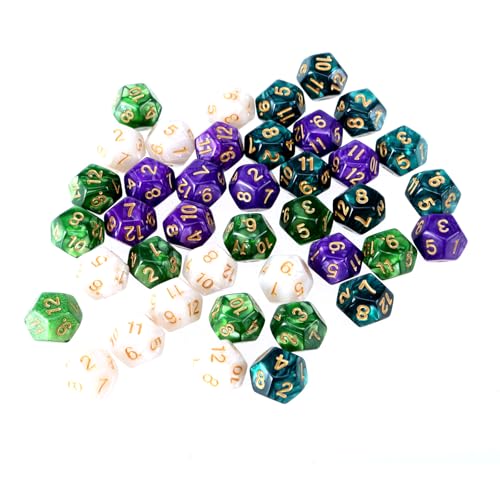40pieces Dices Set 18 Mm Festes Spiel Zices Mit 2 Farbe 12 Seitig Acryl Würfel Durchscheinende Abgerundete Ecke Zials von OAJABBGE
