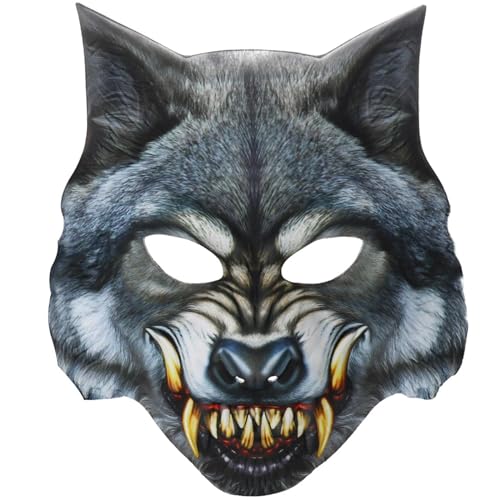 OAJABBGE 3D Wolf Maske Halloween Party Kostüm Cosplays Halbe Gesichtsmaske Eva Animal Ein Größen Für Erwachsene Teen Geschenke OAJABBGE 3D Wolf Maske Halloween Party Kostüm Cosplays Halbe Gesichtsmaske Eva Animal Ein Größen Für Erwachsene Teen Geschenke von OAJABBGE