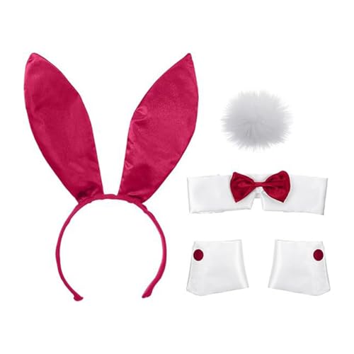 OAJABBGE Animal Hair Hoop Set Kaninchen Kostüme Set Schwanz Bowtie Kaninchen Ohren Stirnbänder Set Kaninchen Kopfbedeckung Kaninchen Haar Reif von OAJABBGE