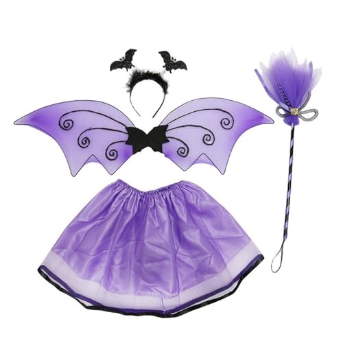 OAJABBGE Fledermauskostüm Set Fledermausflügel Tutus Rock Mit Fledermaus Stirnbändern Fledermaus Cosplays Kostüme Für Halloween Dress Up Party Gefälligkeiten von OAJABBGE