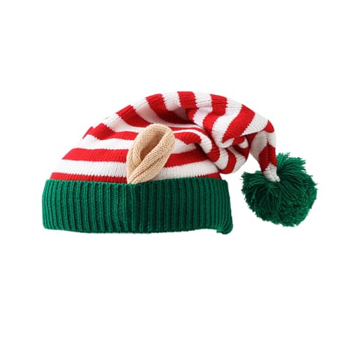 OAJABBGE Gestreifte Weihnachtsstrickhüte Mit Ohr Mit Weichem Acrylgarn Warmer Für Feiertagsfeiern Family Treffen Alle Altersbeste von OAJABBGE