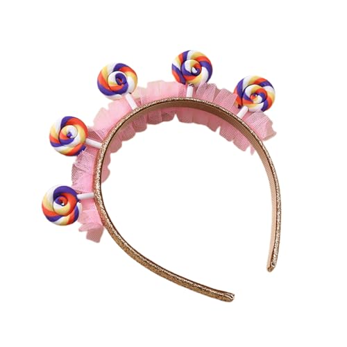OAJABBGE Handgefertigte Lollipop Stirnband Candy Girls Cosplay Accessoires Rüschen Süßigkeiten Kopfschmuck Masquerade Halloween Cosplay Party von OAJABBGE