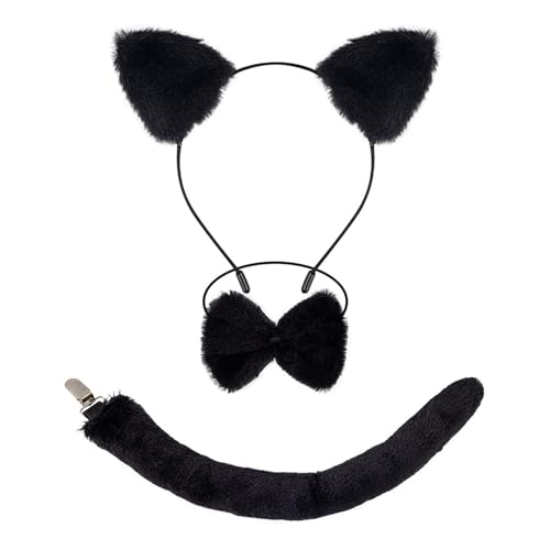 OAJABBGE Katzen Kostüm Set Ohr Hecksschwanz Bowit Tutus Rock Ausgefallene Kostüm Kits Accessoires Für Kinder Mädchen Halloween Cosplay Requisiten von OAJABBGE
