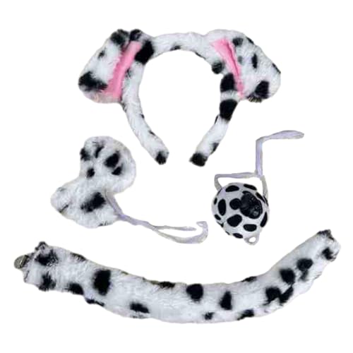 OAJABBGE Kinder Halloween Hunde Kostüm Set Cosplay Kostüme Hund Ohren Stirnband Bowtie Schwanz Und Nase Für Kid Girl Halloween von OAJABBGE