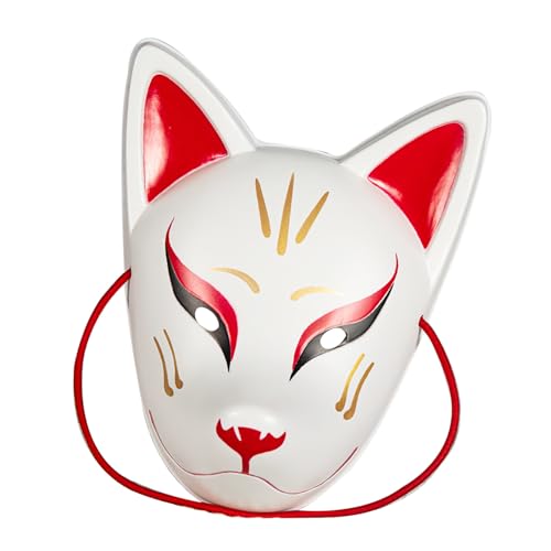 OAJABBGE Kitsune Traditionelle Japanische Cosplay Katzen Maske Kostüm Füchse Kabukis Kimono Kostümzubehör Raumdekorationen von OAJABBGE