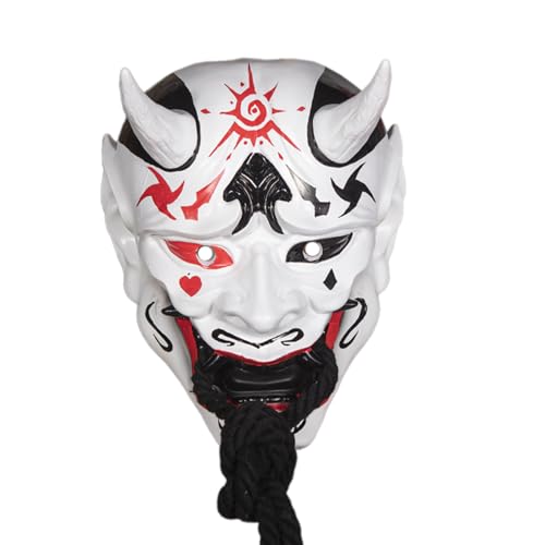 OAJABBGE Maskerade Gesichtsbedeckung Halloween Gesichtsbedeckung Japanische Gesichtsabdeckung Dämonen Gesichtsabdeckung Kostüm Gesichtsabdeckung Voller Gesichtsabdeckung von OAJABBGE