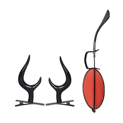 OAJABBGE Monokulare Brille Mit Ketten Teufel Hörner Haarklammern Monocle Alastor Kostümzubehör Für Halloween Cosplay OAJABBGE Monokulare Brille Mit Ketten Teufel Hörner Haarklammern Monocle Alastor Kostümzubehör Für Halloween Cosplay von OAJABBGE
