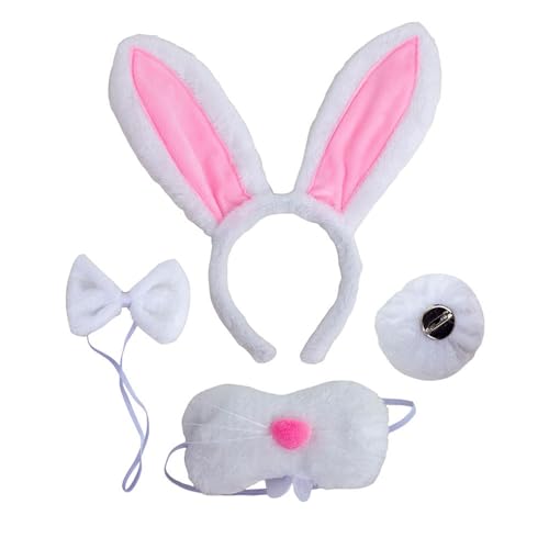 OAJABBGE Osterhasen Kostümzubehör Set Ohren Stirnband Bowtie Schwanzhandschuhe Zubehör Kaninchen Kostüm Für Kleinkinder von OAJABBGE