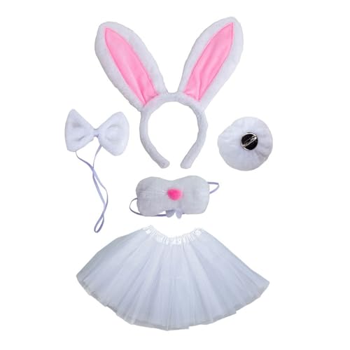 OAJABBGE Osterhasen Kostümzubehör Set Ohren Stirnband Bowtie Schwanzhandschuhe Zubehör Kaninchen Kostüm Für Kleinkinder von OAJABBGE