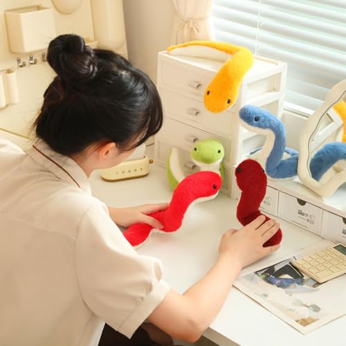 OAJABBGE Posiable Plush Snake Dolls Stofftierkuppelschlange Für Glücksjahr 2025 Chinesische Neujahrshaus Schreibtischauto Dekoration von OAJABBGE