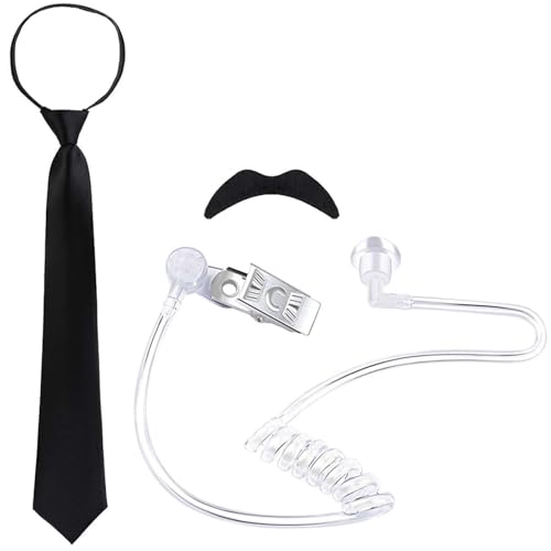 OAJABBGE Secret Agent Kostümzubehör Mit Ohrhörerbrillen Und Halskrawatte Halloween Cosplay Kostüme Für Erwachsene Kid Cosplay von OAJABBGE