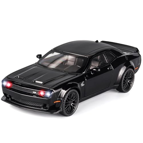OANMYJJO Spielzeugautos für Kinder, 1/32 Challenger Hellcat Druckguss-Metall-Spielzeugautos, zurückziehbar, Hellcat-Auto mit Licht und Musik, Hellcat-Spielzeugauto, Sammlerstück, Modellautos, für von OANMYJJO