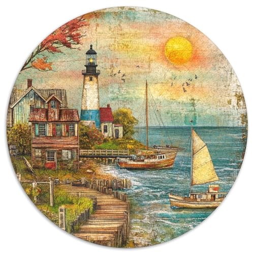Coastal Lighthouse 1000 Teile Rundes Puzzle Impossible Einzigartige Jigsaw Kinder Familie 1000pcs (67.5x67.5cm) von OAOEKSEOP